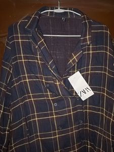 Zara Plaid Longline Overshirt