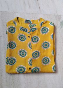 Floral Print Yellow Kurta