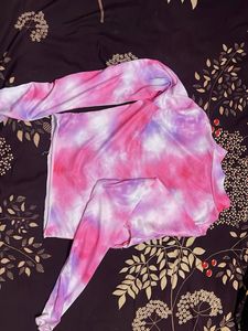 Pink Tie-Dye Mock Neck Top