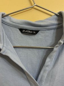 Light Blue Collared Sleeveless Crop Top