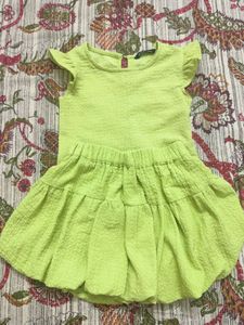 Girls Lime Green Textured Dress