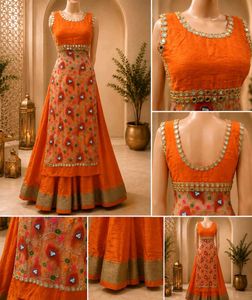 Orange Embroidered Lehenga Choli