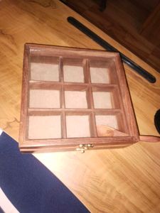 Vintage Wooden Spice Box with Glass Lid