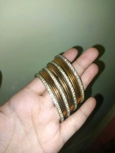 Set of Golden Bangles with Stones