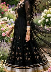 Elegant Black Embroidered Gown