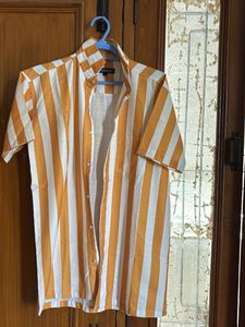Men's Orange & White Striped Shirt