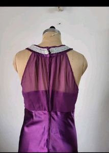 Elegant Purple Halter Neck Ethnic Gown