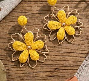 Vibrant Yellow Flower Dangle Earring cuffs