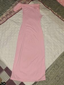 Elegant Pink One-Shoulder Maxi Dress size-medium