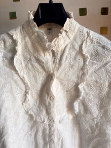 Boho White Ruffle Lace Blouse
