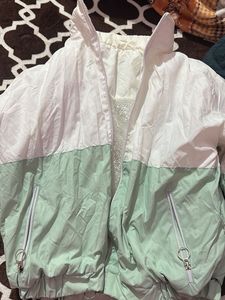 Mint Green & White Bomber Jacket