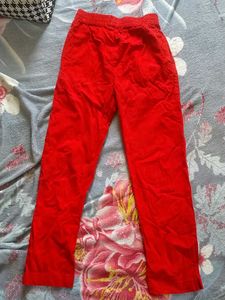 Vibrant Red Ethnic cigarette pant