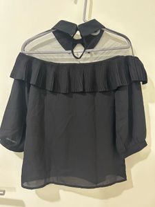 Elegant Mesh-Paneled Blouse