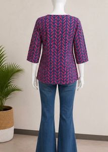 Stylish Printed Kurta with White Neckline