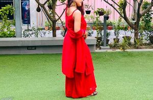 Red sharara suit set
