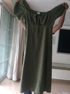 Olive Green  Midi Dress