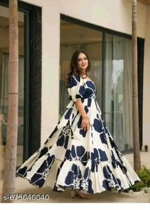navy blue white midi gown