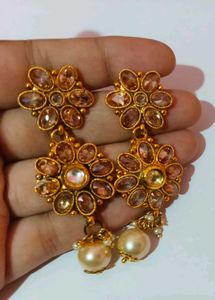 Elegant Pearl &amp; Stone Drop Earrings