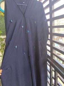 Elegant Navy Blue Embellished Abaya