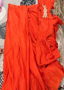 Stunning Orange Embroidered Lehenga Choli