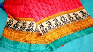 Vibrant Pink Saree with Floral Border