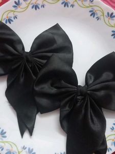 Black Satin Bow Clips