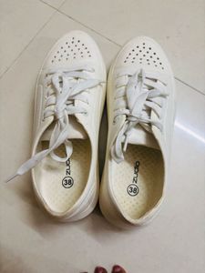 Classic White Lace-Up Sneakers