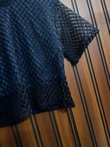 Stylish Navy Blue Sheer Net crop Top