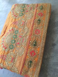 😱new heavy orange 🔥Raj Gharana work silk saree �