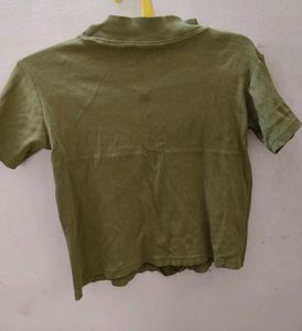 Olive Green Embroidered Rose T-Shirt