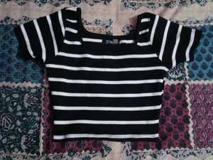 Striped Square Neck Crop Top