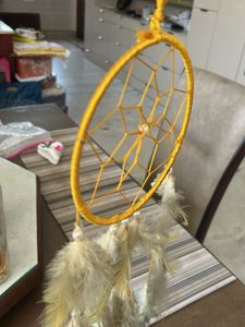 Yellow Dream Catcher with Feathers