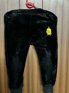 Cozy Black Velour Pants with Cute Duck Applique