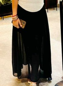 Elegant Black Flowy Ethnic skirt