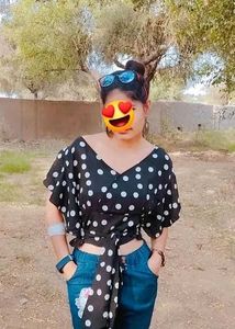 Black &amp; White Polka Dot Wrap Top - V Neck Tie Up,