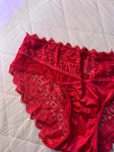 Red Lace Trim Briefs