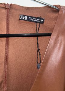 Brown Faux Leather bodycon dress