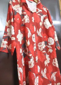 Rust Floral Printed Co-Ords Set For 40 Bust