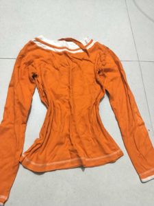 Orange Long Sleeve Graphic Top
