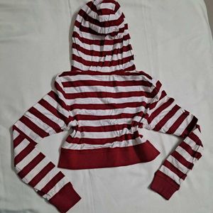 Y2k Vintage 2000s Grungy Punk Striped Crop Hoodie
