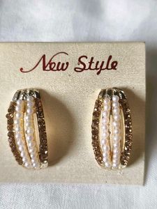 Vintage Pearl &amp; Rhinestone Earrings