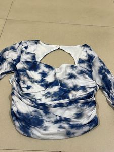 Trendy Tie-Dye Cutout Ruched Top