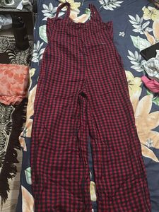 Red & Black Gingham Jumpsuit
