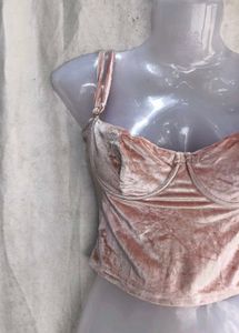 Pink Velvet Bustier Crop Top