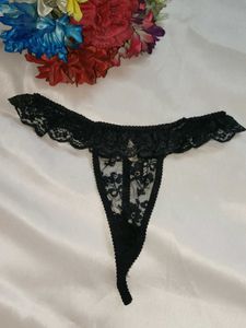 Elegant Black Lace Thong