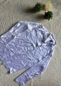 Elegant Silky White Button-Up Shirt