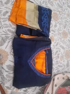 Stylish Blue Kurta with Orange Border and lining