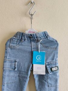 Unisex Stylish Light Wash Cargo Jeans for Kids