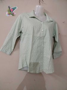 Light Green Printed Button-Up Shirt
