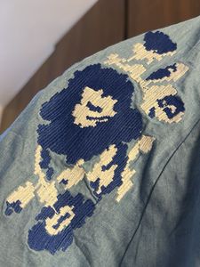 Floral Embroidered Denim Dress